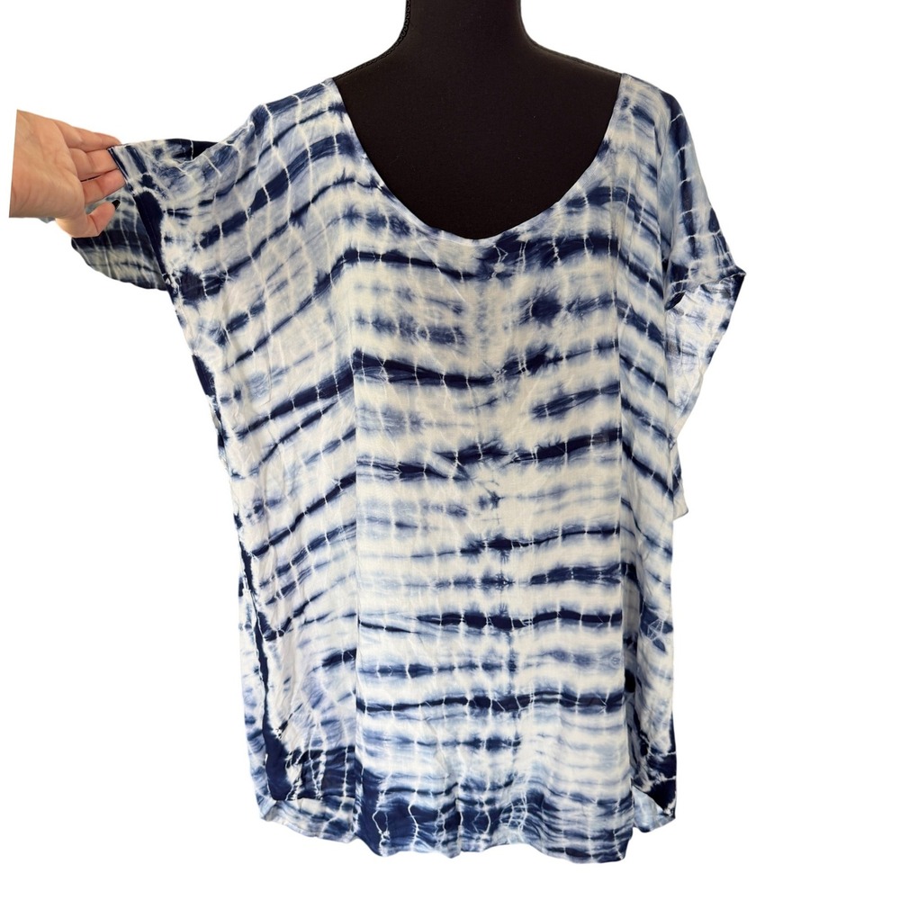 Torrid Navy Tie Dye Challis Dolman Top Open Back Plus Size 3X NEW NWT Swim Cover